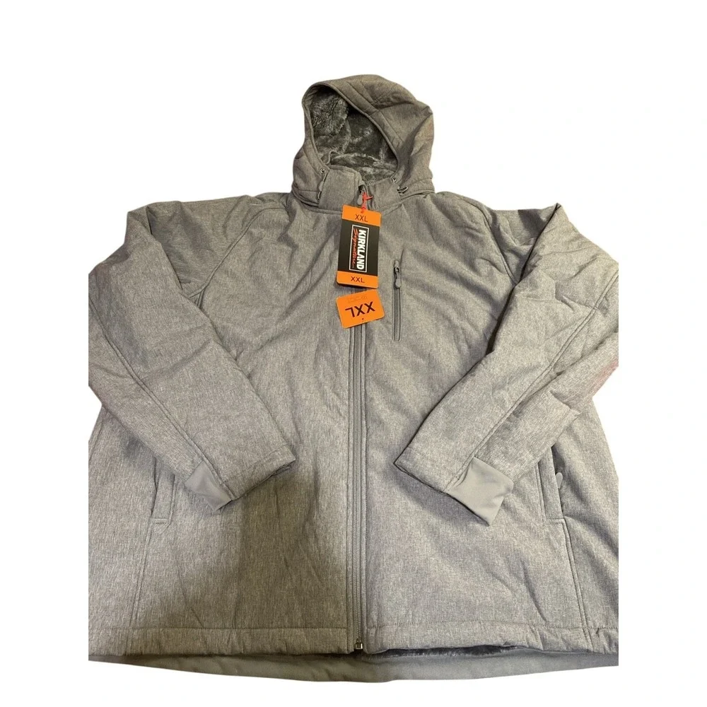 Kirkland Signature Men's Fleece‎ Lined Soft shell Jacket With Hood Size XXL